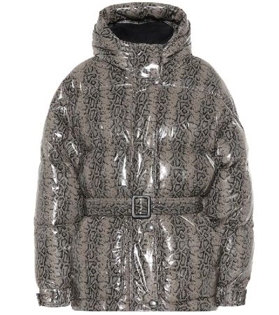 Shop Ienki Ienki Michlin Snake-effect Puffer Jacket In Grey