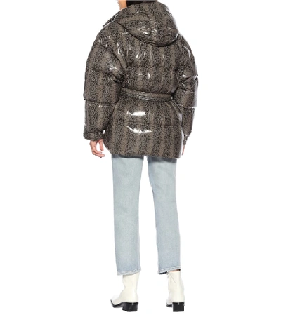 Shop Ienki Ienki Michlin Snake-effect Puffer Jacket In Grey