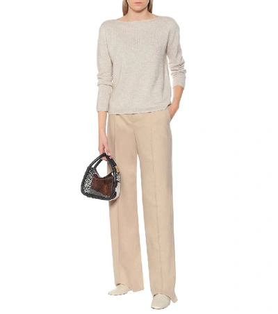 Shop Agnona Cashmere And Linen Sweater In Beige