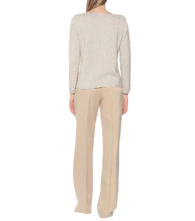 Shop Agnona Cashmere And Linen Sweater In Beige