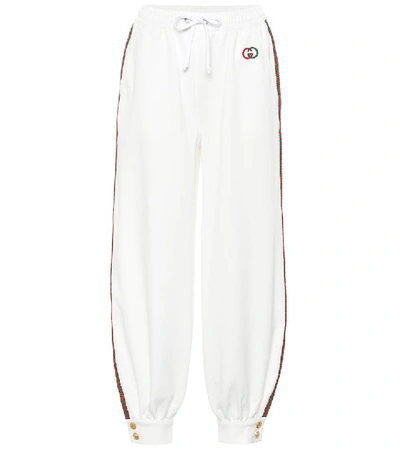 Shop Gucci Cotton-blend Trackpants In White