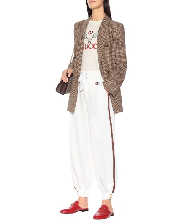 Shop Gucci Cotton-blend Trackpants In White