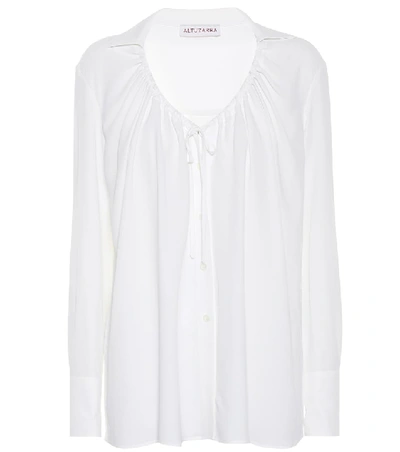 Shop Altuzarra Bowie Silk-blend Blouse In White