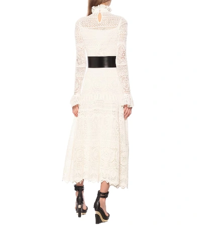 Shop Alexander Mcqueen Cotton-blend Midi Dress In White