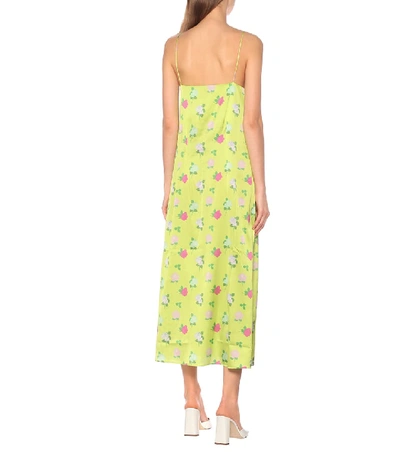 Shop Bernadette Hailey Floral Silk-satin Slip Dress In Green