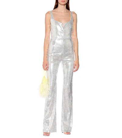 Shop Galvan Galaxy Corset Sequined Jumpsuit In Silver