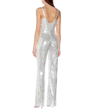 Shop Galvan Galaxy Corset Sequined Jumpsuit In Silver