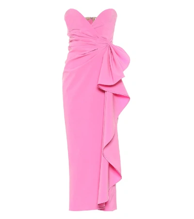 Shop Attico Strapless Stretch-wool Strapless Gown In Pink