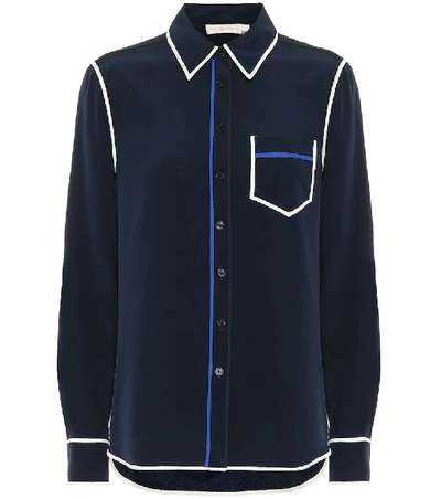 Shop Tory Burch Silk Shirt In Blue