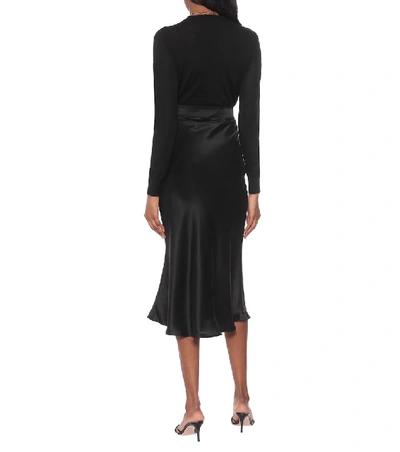 Shop Asceno Berlin Silk-satin Midi Skirt In Black