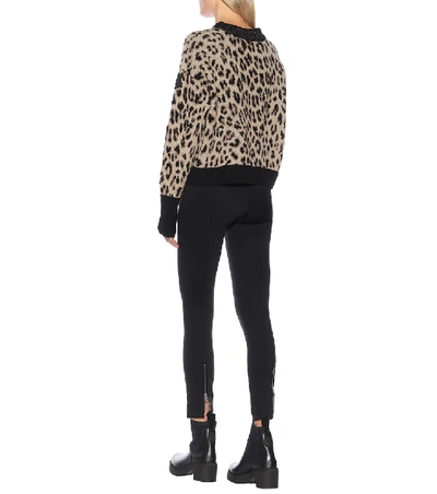 Shop Moncler Leopard Wool And Cashmere Sweater In Beige