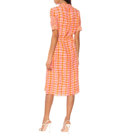 Shop Altuzarra Vittoria Checked Silk Dress In Orange