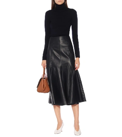 Shop Gabriela Hearst Amy Leather Midi Skirt In Black