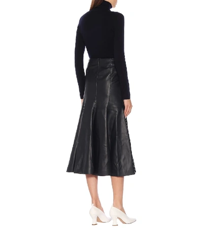 Shop Gabriela Hearst Amy Leather Midi Skirt In Black