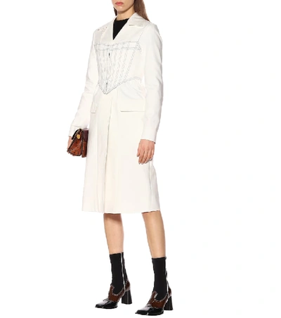 Shop Ellery Visual Pun Corset Stretch Cotton Coat In White