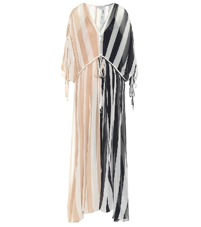 Shop Lee Mathews Oasis Crinkled Silk Maxi Dress In Multicoloured