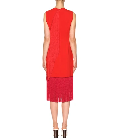 Shop Stella Mccartney Fringed Crêpe Dress In Red