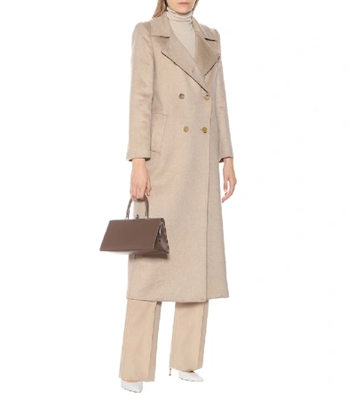 Shop Max Mara Sassari Cashmere-blend Coat In Beige