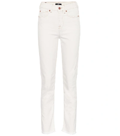 Shop 7 For All Mankind Erin High-rise Straight Jeans In White