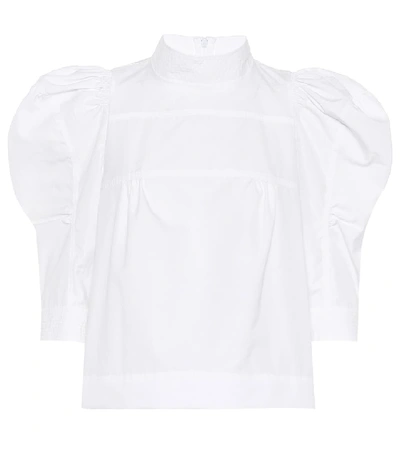 Shop Chloé Puff-shoulder Cotton Blouse In White
