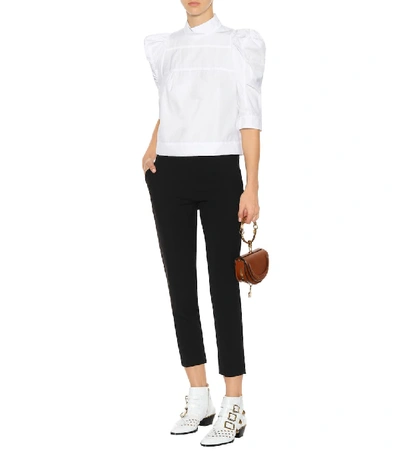 Shop Chloé Puff-shoulder Cotton Blouse In White