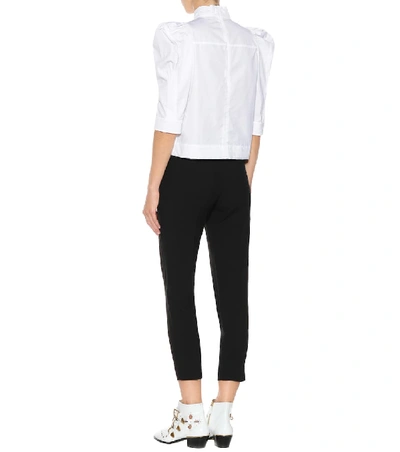 Shop Chloé Puff-shoulder Cotton Blouse In White