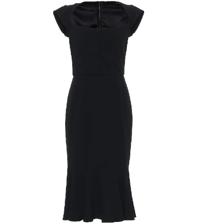 Shop Dolce & Gabbana Stretch-cady Fishtail Midi Dress In Black
