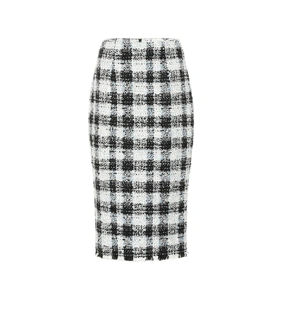 Shop Alexander Mcqueen Checked Tweed Pencil Skirt In Blue