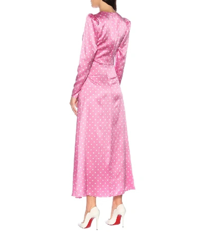 Shop Alessandra Rich Polka-dot Silk-satin Midi Dress In Pink