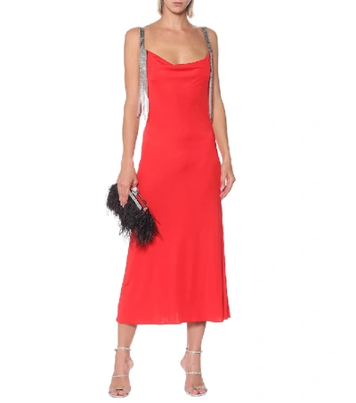 Shop Christopher Kane Embellished Technical-jersey Dress In Red