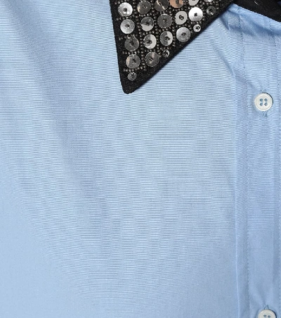 Shop N°21 Embellished-collar Cotton Shirt In Blue