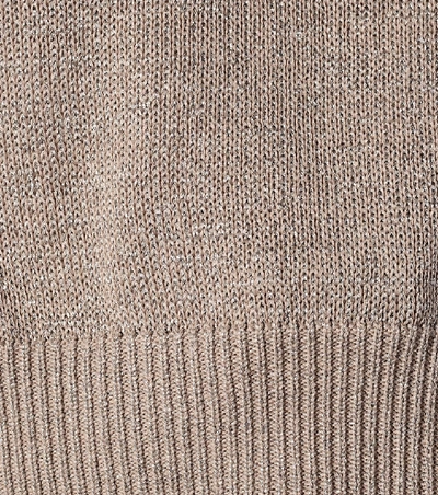 Shop Brunello Cucinelli Cropped Cotton-blend Sweater In Beige