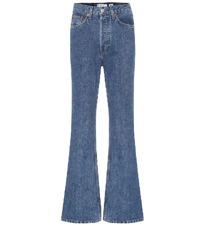 Shop Re/done '70s Utlra High-rise Flared Jeans In Blue