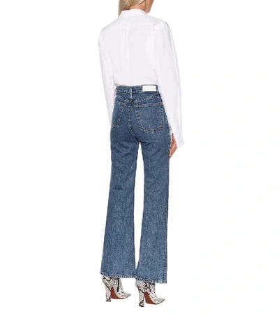 Shop Re/done '70s Utlra High-rise Flared Jeans In Blue