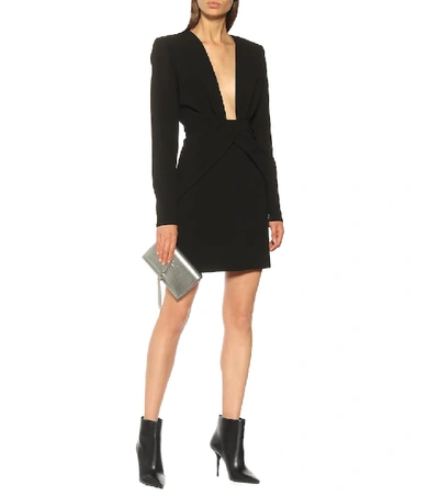 Shop Saint Laurent Crêpe Minidress In Black