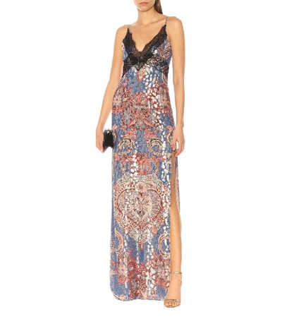 Shop Dundas Fil Coupé Stretch-silk Slip Dress In Multicoloured