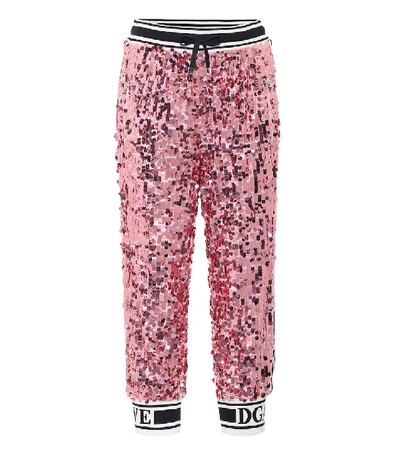 Shop Dolce & Gabbana Sequined Trackpants In Pink