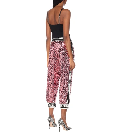 Shop Dolce & Gabbana Sequined Trackpants In Pink