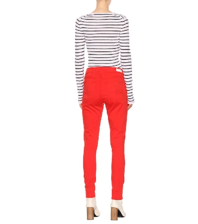 Shop Ag The Farrah Ankle Skinny Jeans In Red