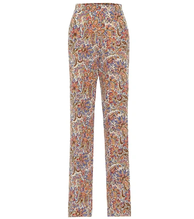 Shop Etro High-rise Wide-leg Silk Pants In Multicoloured
