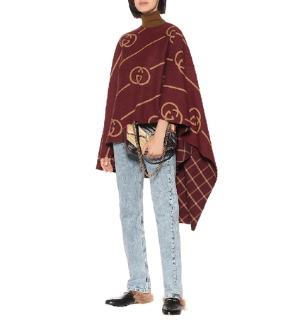 Shop Gucci Wool And Silk Cape In Brown