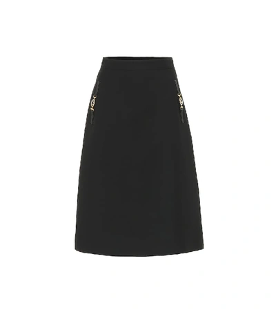 Shop Gucci Wool And Silk Crêpe-cady Skirt In Black