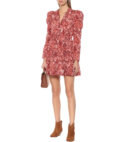 Shop Ulla Johnson Prissa Floral Cotton-blend Dress In Red