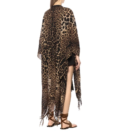 Shop Saint Laurent Leopard-print Silk Kaftan In Brown