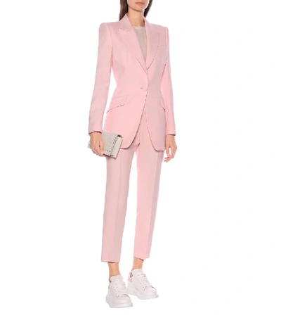 Shop Alexander Mcqueen Wool And Silk-blend Blazer In Pink