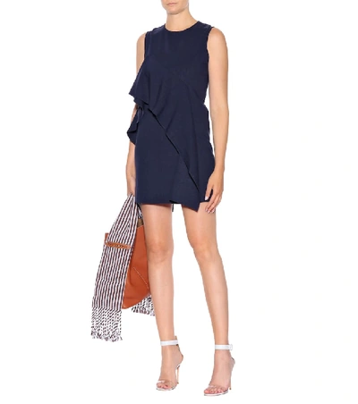 Shop Diane Von Furstenberg Linen-blend Dress In Blue