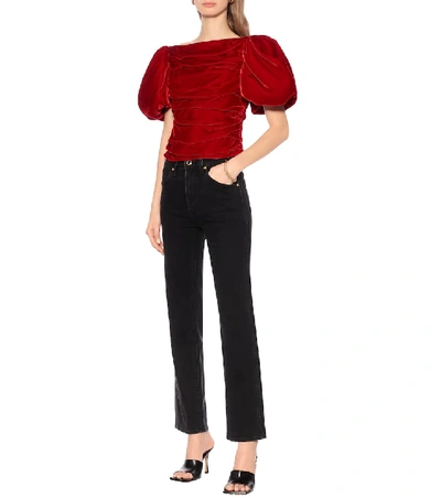 Shop Khaite Kai Velvet Top In Red