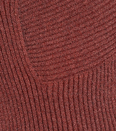 Shop Bottega Veneta Ribbed-knit Silk-blend Minidress In Red