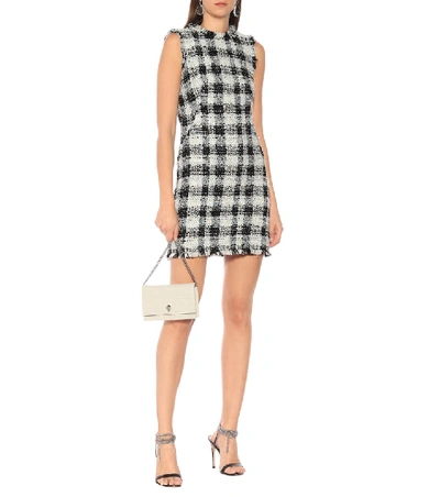 Shop Alexander Mcqueen Tweed Minidress In Blue