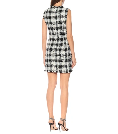 Shop Alexander Mcqueen Tweed Minidress In Blue